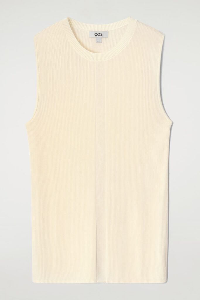 Cream ribbed tank top.