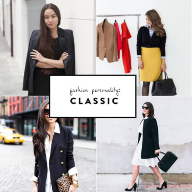 Mood board featuring classic personality outfit styles.