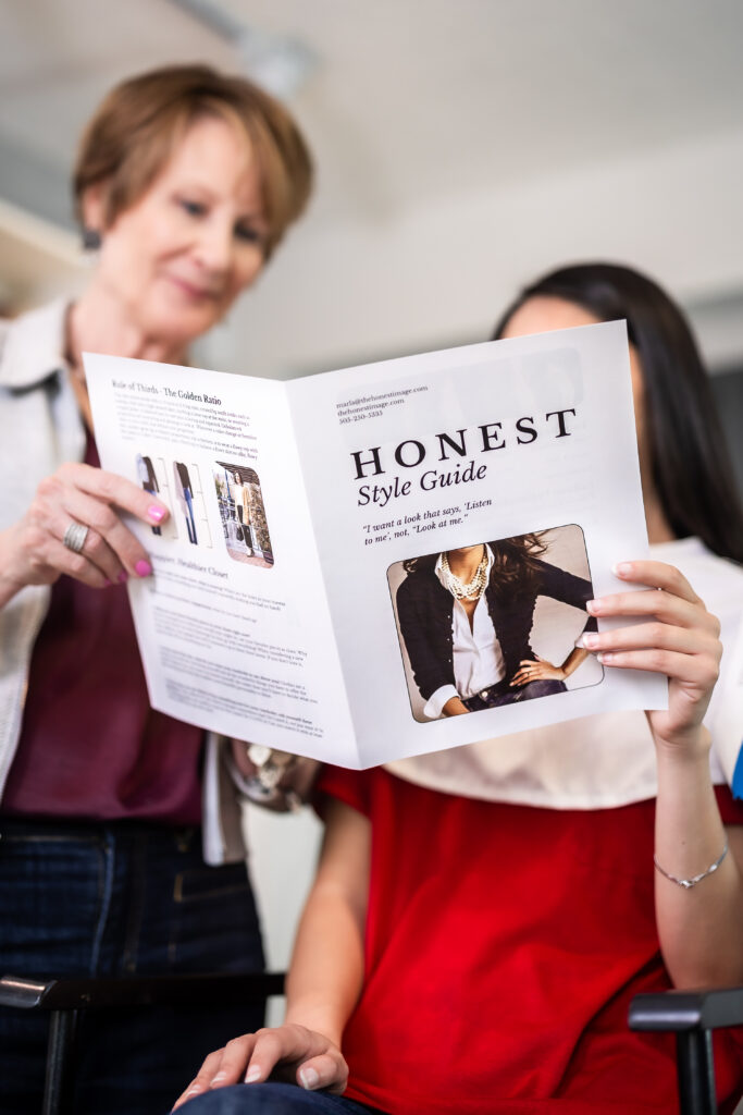 Marla and a client during a one-on-one styling guide session at The Honest Image.